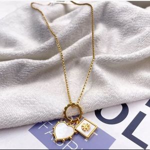 Tory Burch White Heart Mother Of Pearl Necklace